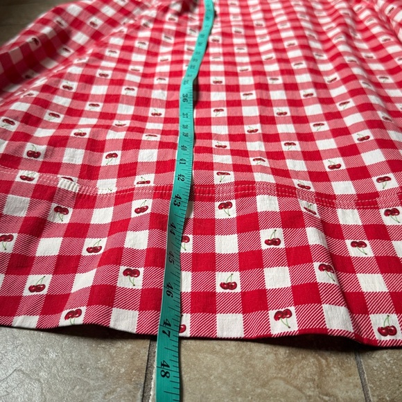 Avec Les Filles Red Gingham Cherry Pie Sweetheart Neck Fit & Flare Dress Pockets - Picture 8 of 16